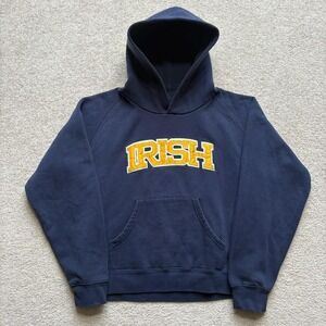 Vtg Notre Dame Hoodie Sweatshirt Womens Medium Navy Irish Embroidered Jansport